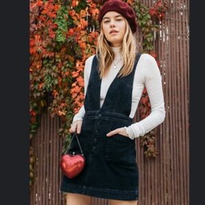 Free People Denim Old School Love Jumper Overall Dress